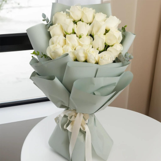 Whispering Elegance White Rose Bouquet