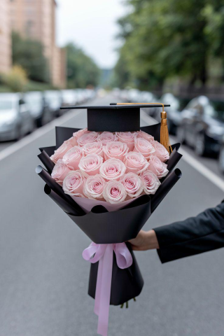 Graduation Pink Rose Bouquet