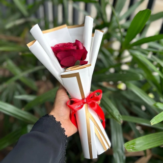 Romantic Rose Mini Bouquet – Red & Gold