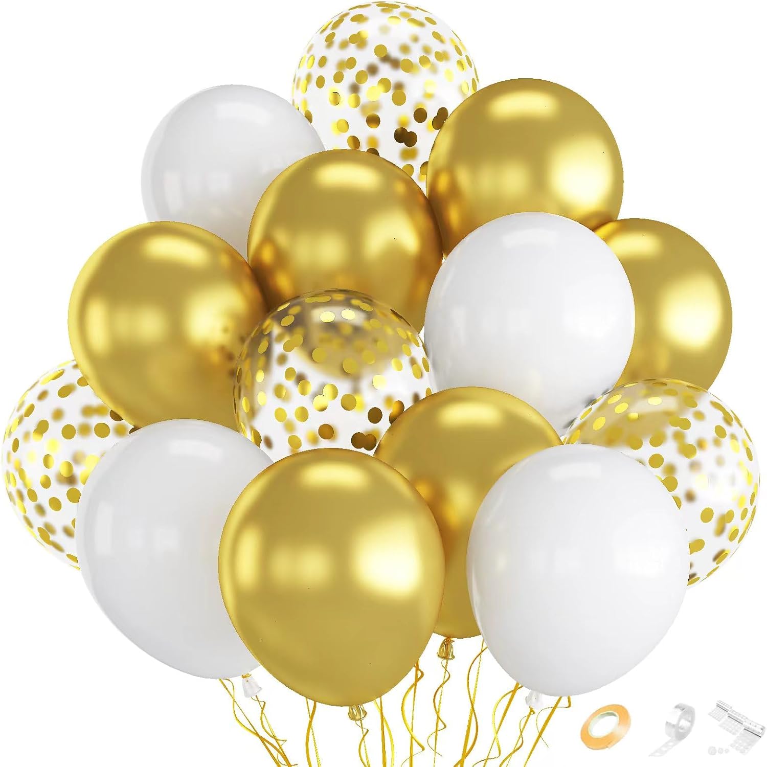 The "Elegance & Glamour" Gold & White Balloon Set-15pcs