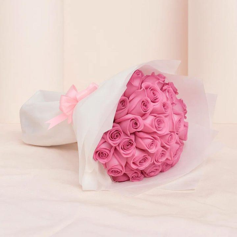 The Pink Affection Bouquet: 25-Stem Pink Roses - Image 2