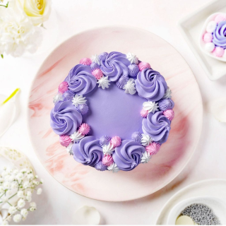 Lavender & Pink Floral Swirl Cake - Image 4