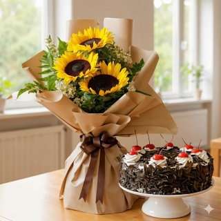 ☀️ Cheerful Sunflowers & Black Forest Bundle