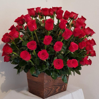 Lush Red Rose Wooden Box