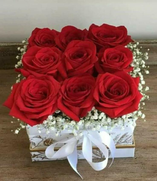 Classic Red Rose Square Box