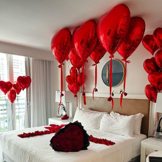 Romantic Red Heart Balloon Room Setup ❤️