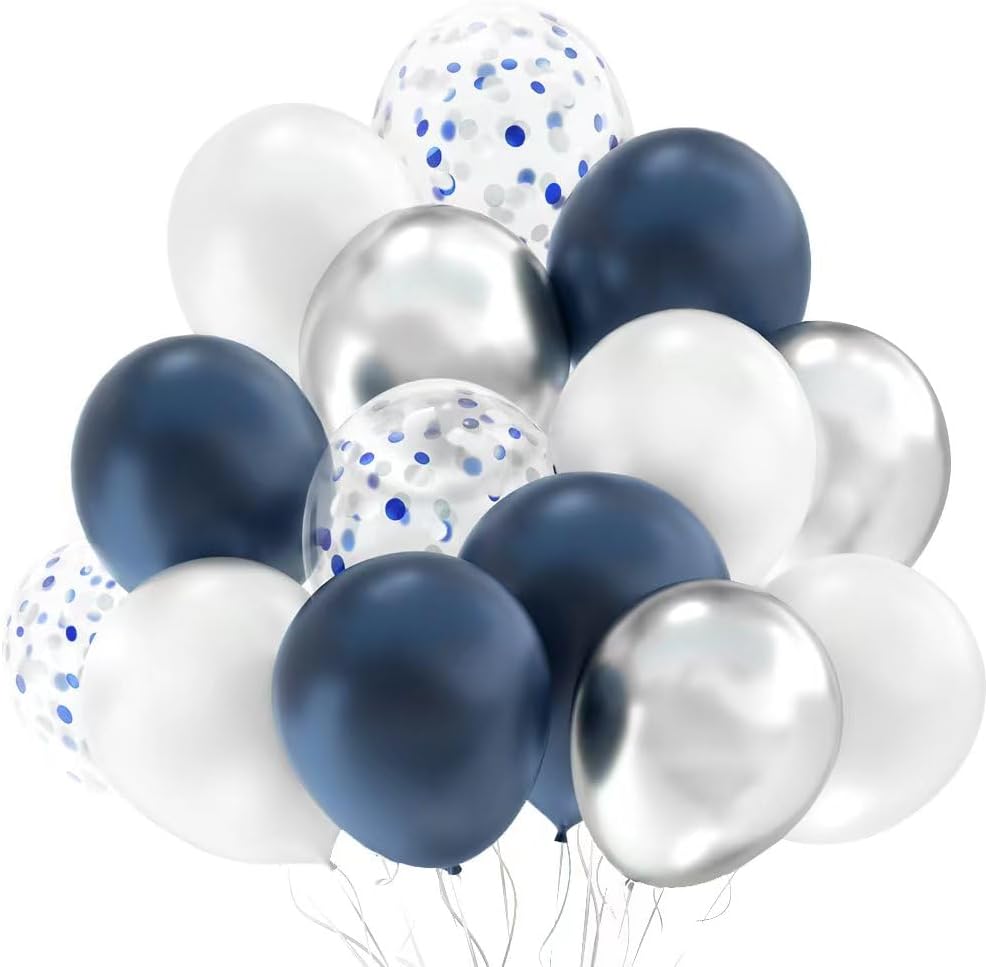 The "Oceanic Elegance" Navy Blue & Silver Balloon Set-15pcs
