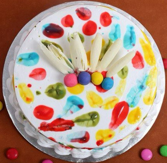 Purple & White Floral Cream Cake - Image 4