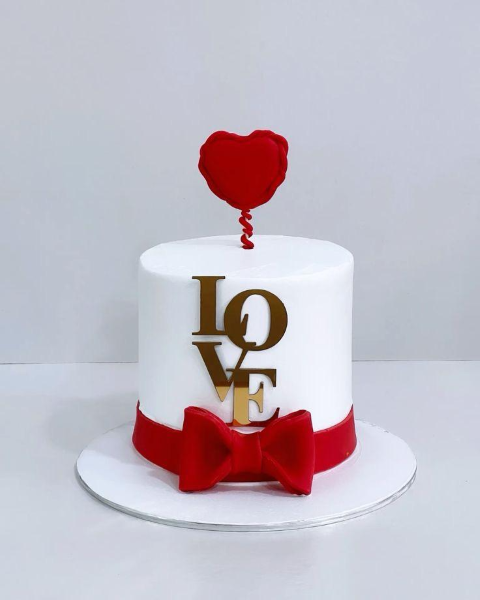 Red Bow LOVE Cake