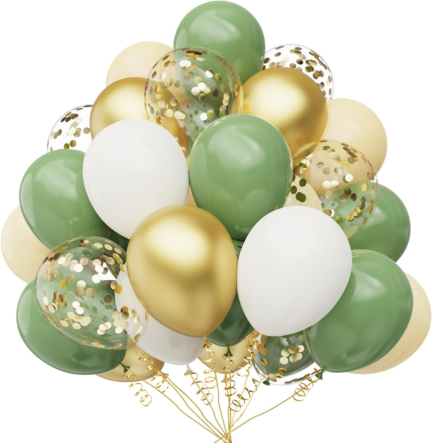 The "Boho Chic" Sage Green & Gold Balloon Set-15pcs