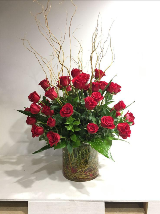 Grand Red Rose Vase Arrangement