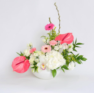 Elegant Pink & White Vase Arrangement