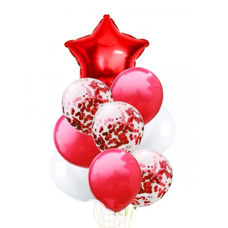 Red Star Confetti Balloon Set