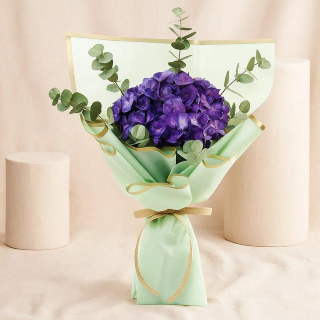 The Royal Bloom Bouquet: Single-Stem Purple Hydrangea