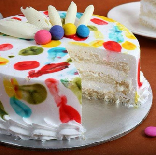 Purple & White Floral Cream Cake - Image 2