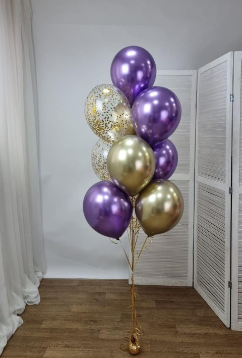 🎈 Purple & Gold Luxe Balloon Cluster