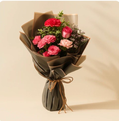 🌷 Rosé Charm – Blush & Berry Bouquet