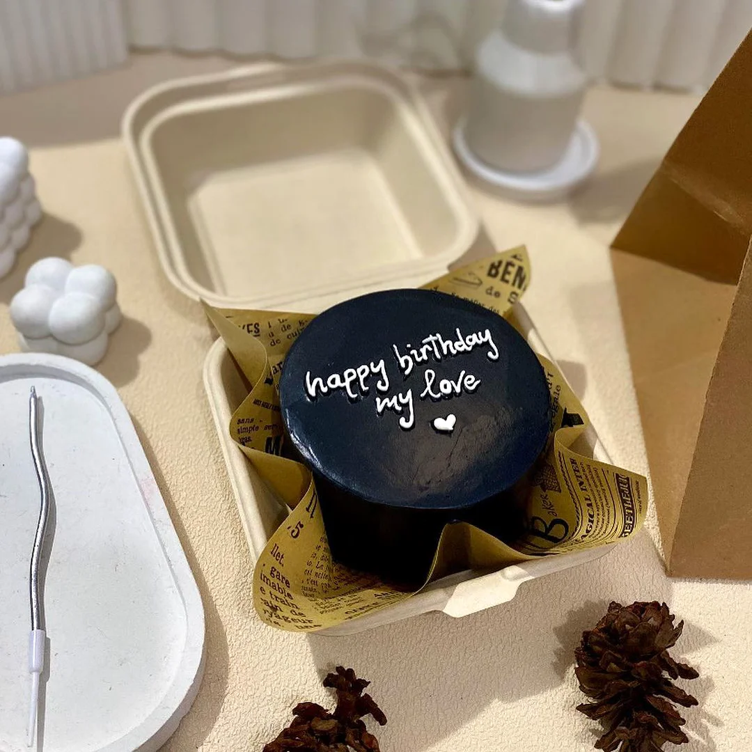 The "Happy Birthday my love" Black Bento Cake