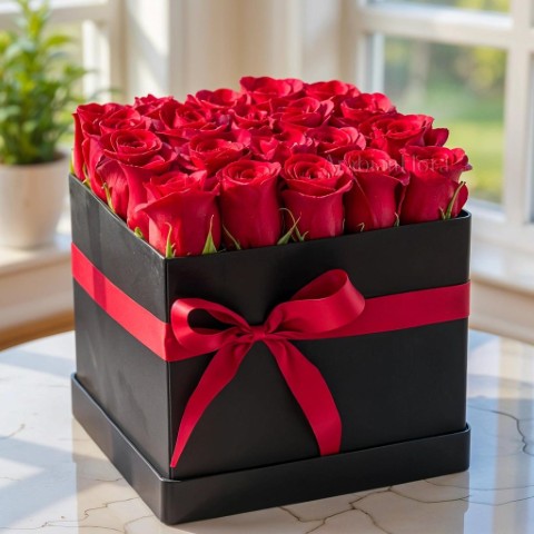 🖤 Boxed Passion – 25 Rose Stems