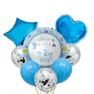 Baby Boy Balloon Bouquet 9 pcs