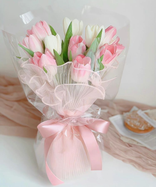 Pink & White Tulip Bouquet
