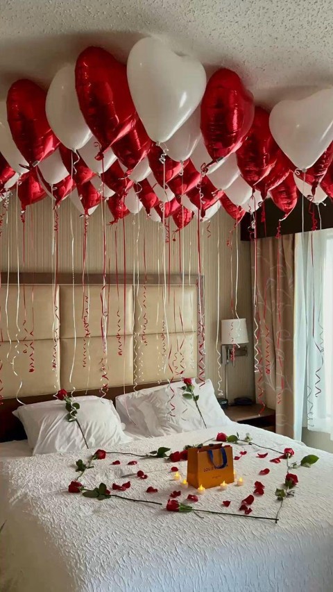 ✨ Ceiling of Hearts Romantic Room Setup