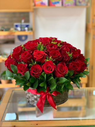 Elegant Red Rose Basket