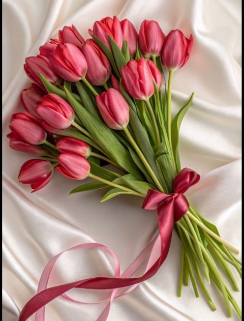 Scarlet Promise Tulip Bouquet 🌷❤️