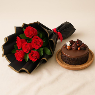 The Perfect Pair: Romantic Roses & Decadent Chocolate Cake
