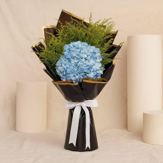 Serene Blue Hydrangea & Greenery Bouquet