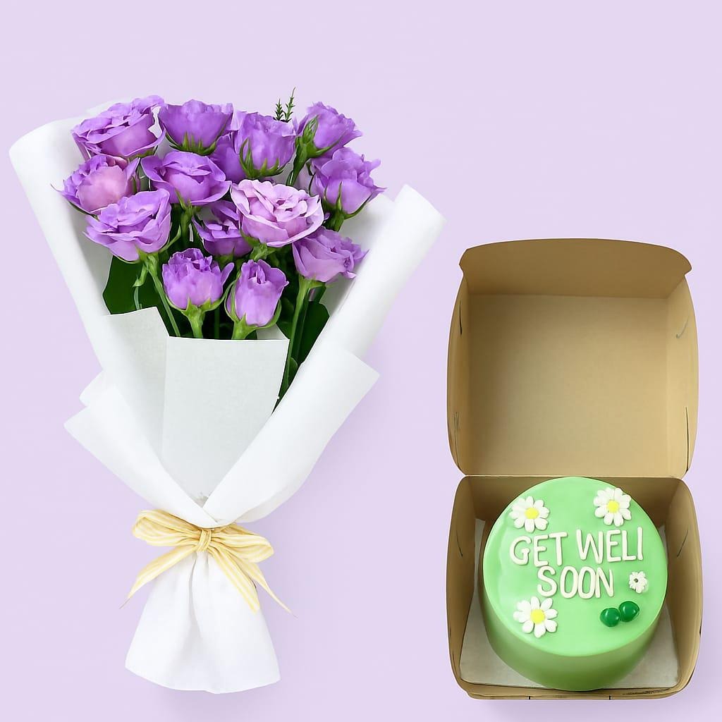 💜 Get Well Soon Floral Cake Set