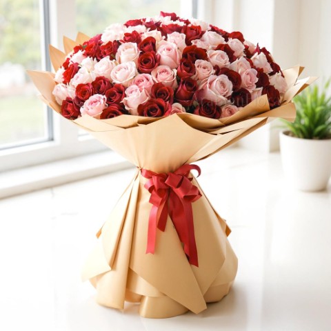 🌹 Sunset Dome – 100 Rose Stems