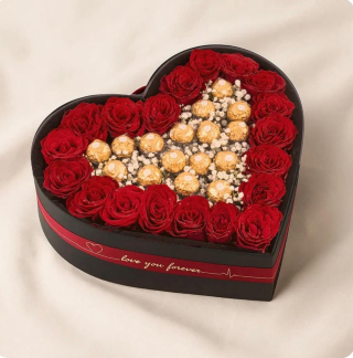 ❤️ Heart-Shaped Rose & Chocolate Box