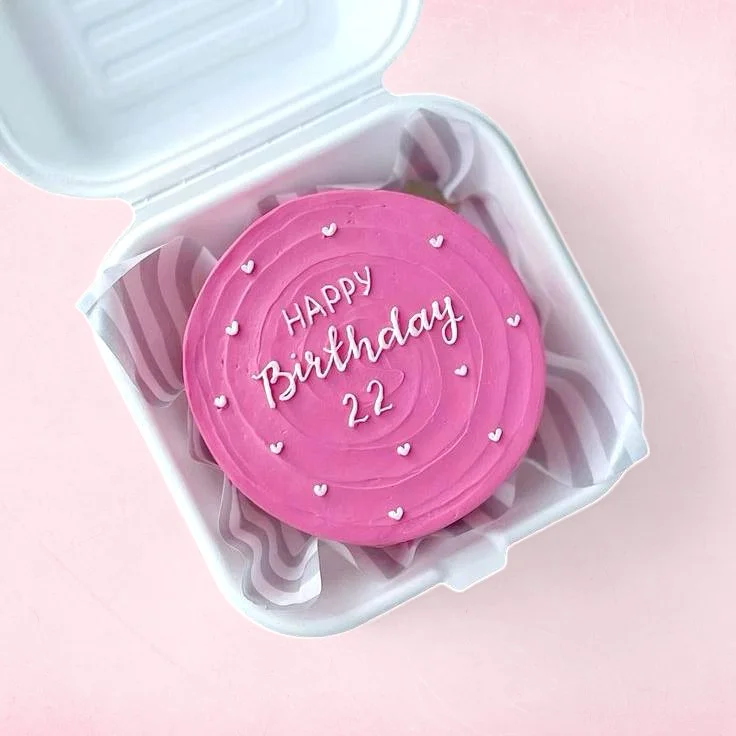 The "Happy Birthday 22" Pink Bento Cake