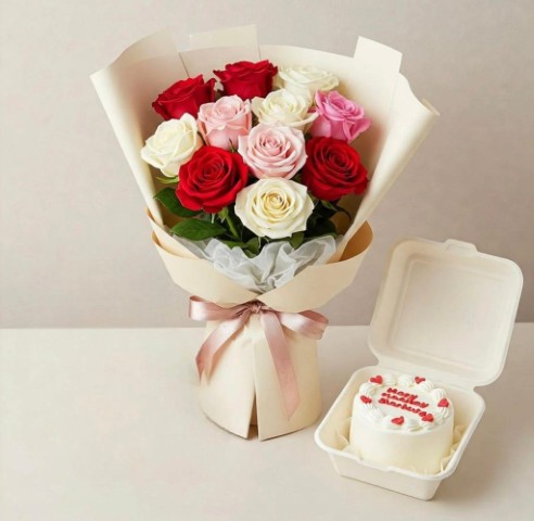 🎉 Classic Birthday Bloom & Cake Set