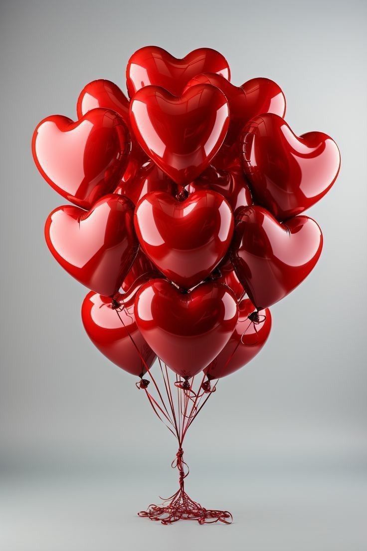 The "Ruby Red" Heart-Shaped Balloons-10pcs