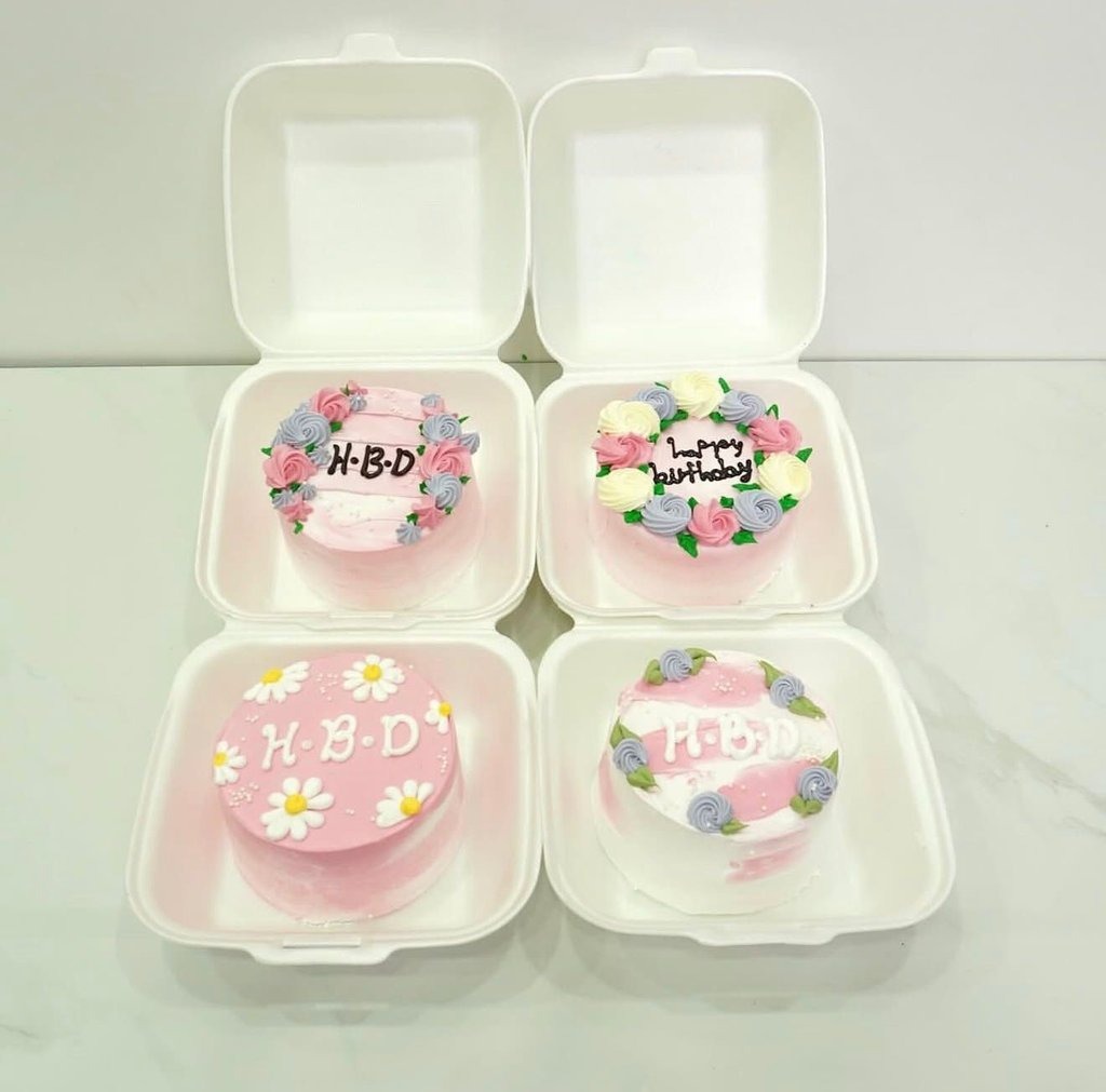 🌸 Pink & Floral Mini Bento Cake Set 4 – Happy Birthday