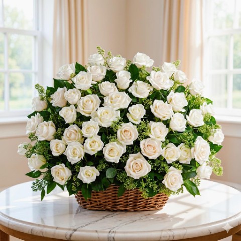 🤍 Wicker Grace – 60 Rose Stems