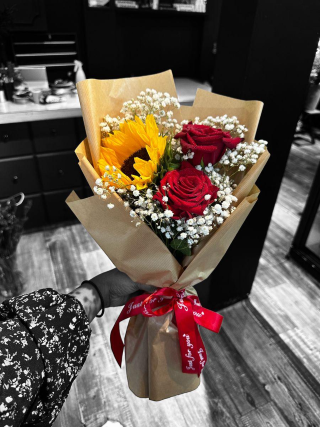 Sunflower and Rose Bouquet
