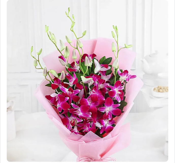 Orchid Elegance Bouquet with Cake - Image 3