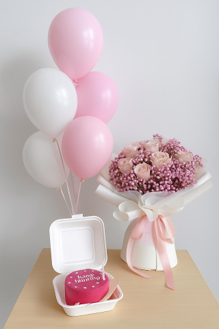 Celebration Gift Bundle – Cake, Flowers & Balloons