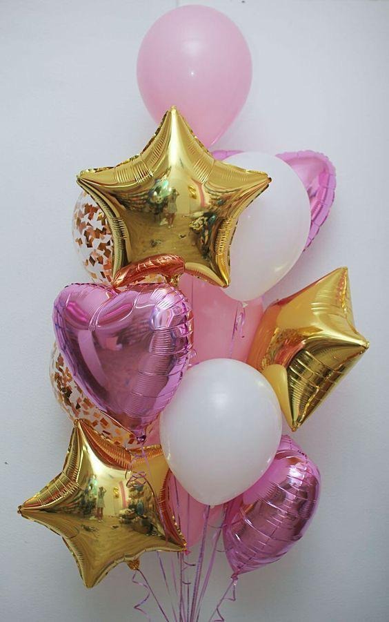 🎈 Golden Hearts & Stars Balloon Bouquet