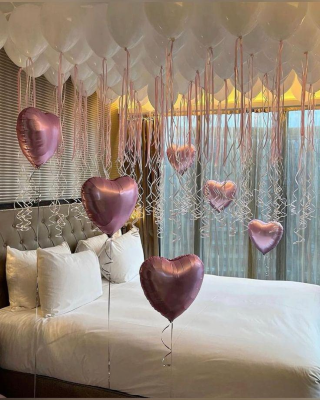 Pastel Pink and White Romantic Balloon Canopy