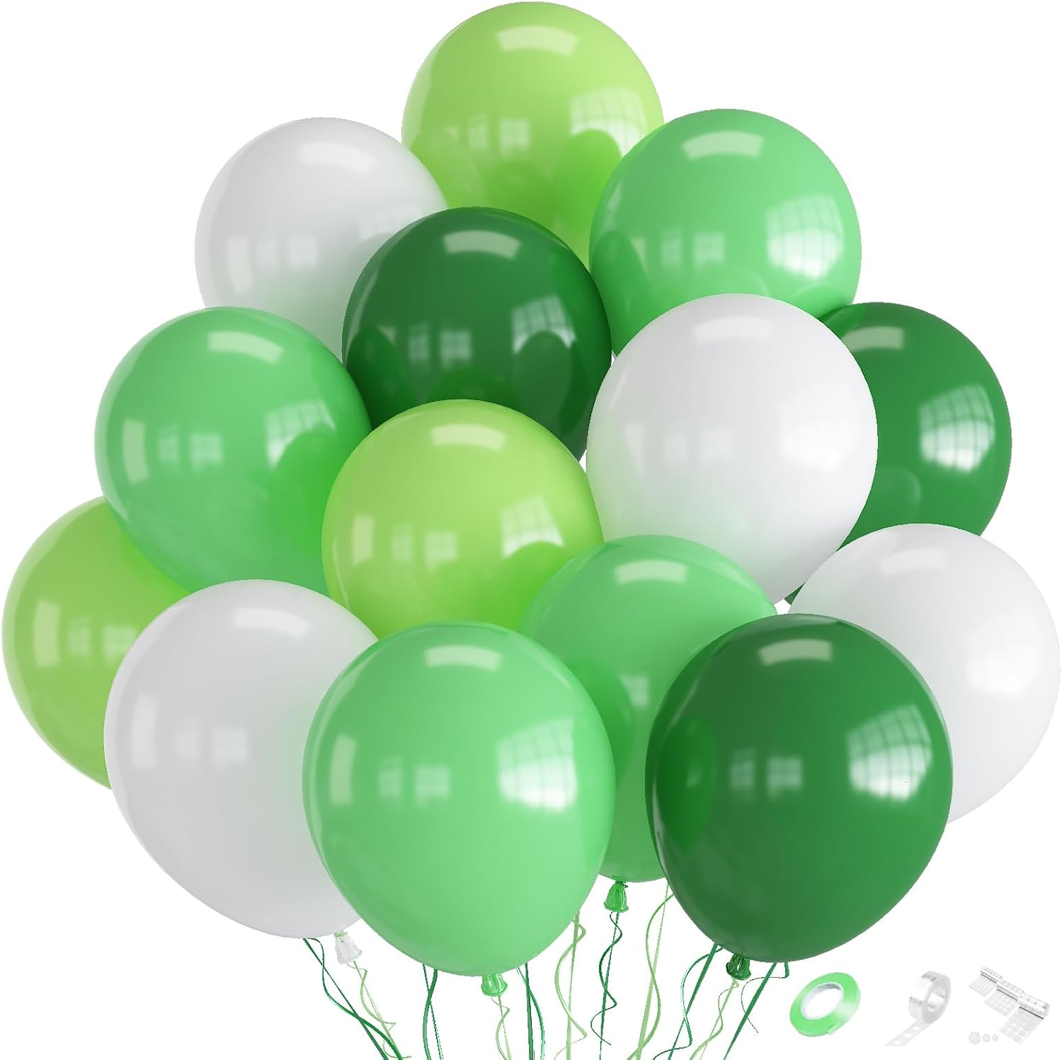 The "Emerald & Ivory" Assorted Balloon Set-15pcs