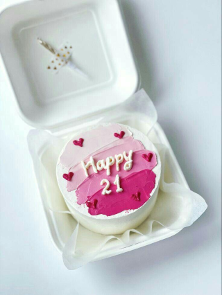 Happy 21 Mini Bento Cake – Pink Shades