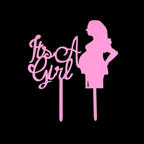 "It's a Girl" Pregnant Mom Cake Topper