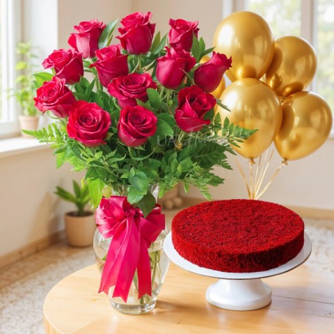 🌹 Ultimate Red Velvet & Gold Celebration Bundle