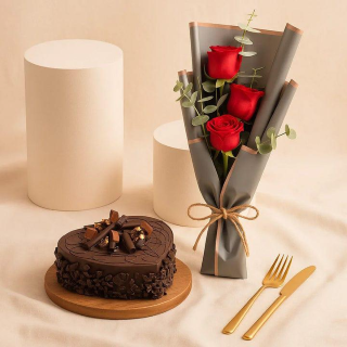 ❤️ Romantic Mini-Trio: Rose, Cake & Cutlery